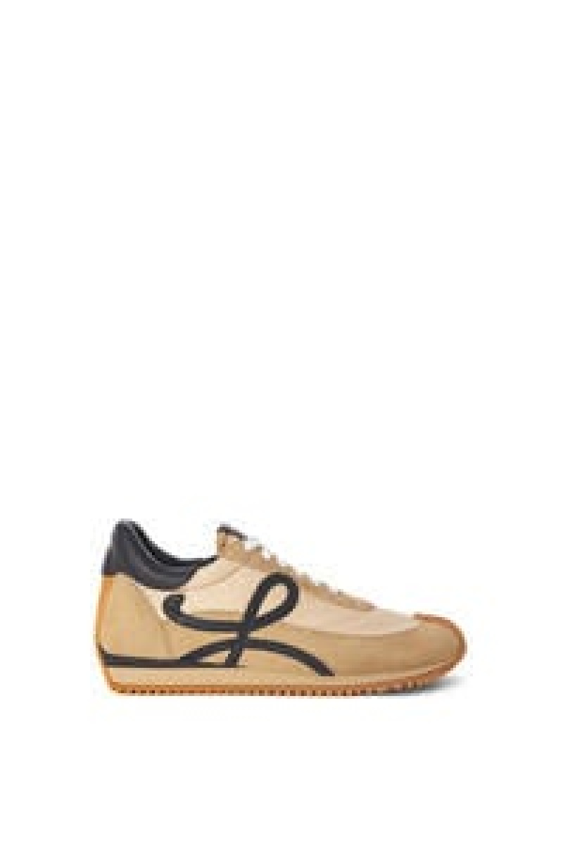 Zapatillas Loewe Flow runner in nylon and suede Hombre Gris Blancas | 738ORPYKI