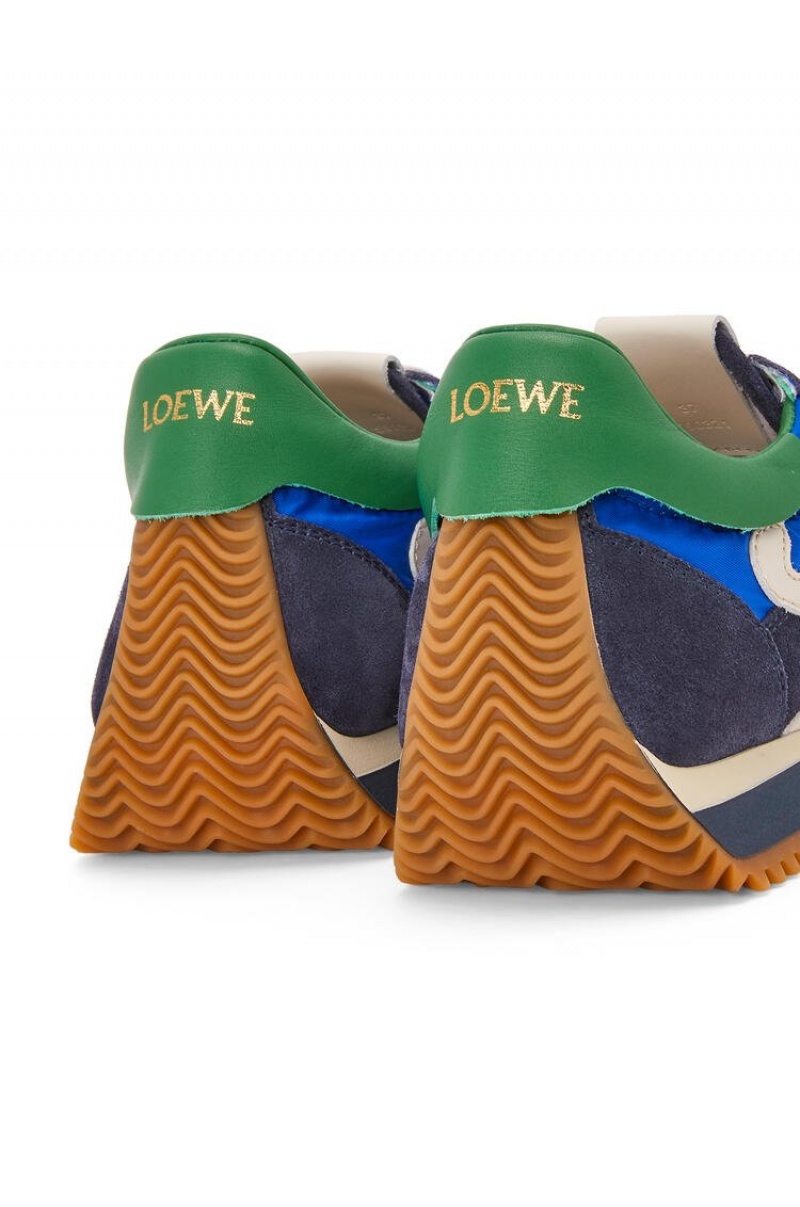 Zapatillas Loewe Flow runner in nylon and suede Mujer Azul Real Azules Azul Marino | 053WKYGNT