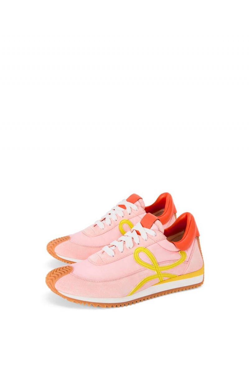 Zapatillas Loewe Flow runner in nylon and suede Mujer Rosas Amarillo | 352LDBTES