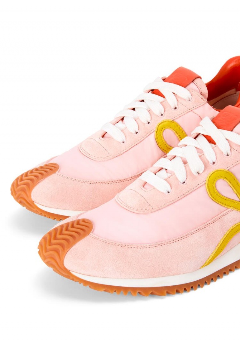 Zapatillas Loewe Flow runner in nylon and suede Mujer Rosas Amarillo | 352LDBTES