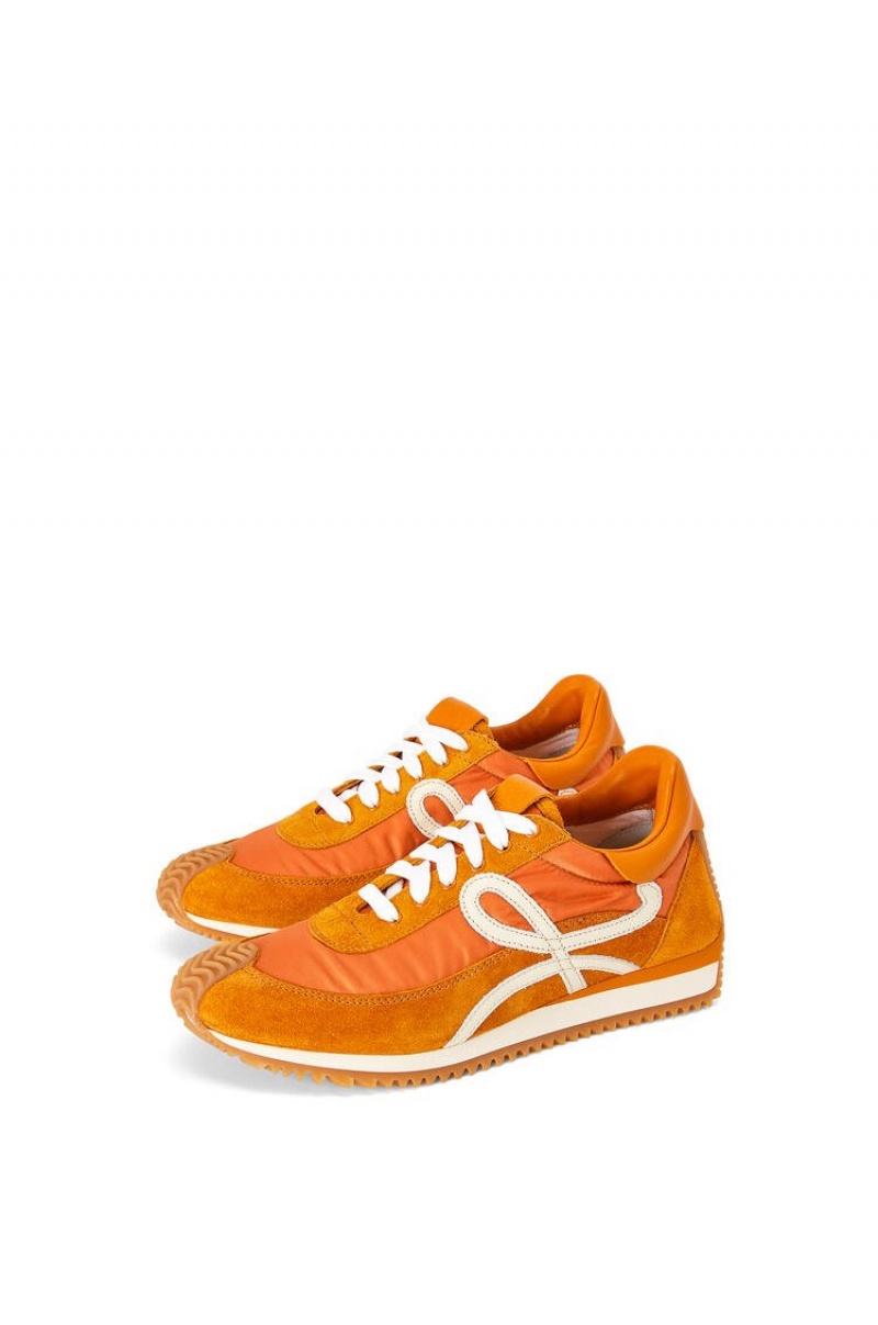 Zapatillas Loewe Flow runner in suede and nylon Mujer Cobra Naranjas | 865HMSQXI