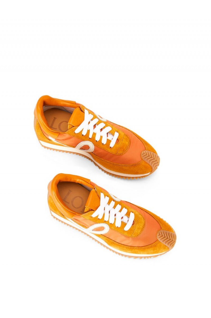 Zapatillas Loewe Flow runner in suede and nylon Mujer Cobra Naranjas | 865HMSQXI