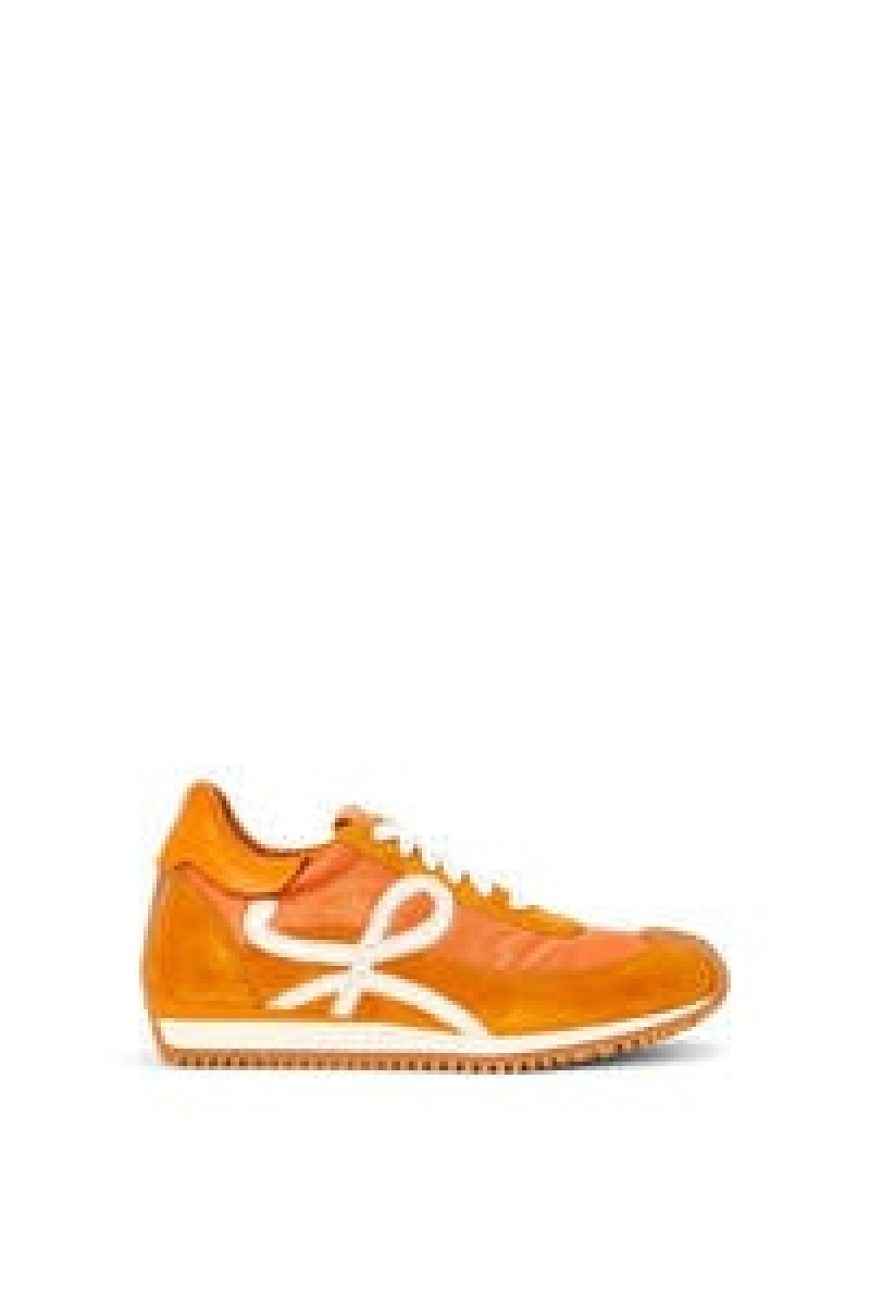 Zapatillas Loewe Flow runner in suede and nylon Mujer Cobra Naranjas | 865HMSQXI