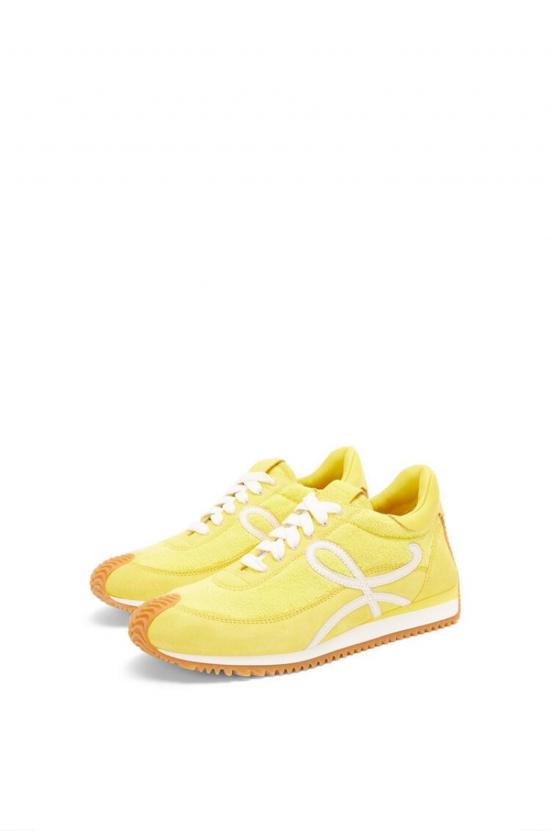 Zapatillas Loewe Flow runner in terry cloth and suede Mujer Amarillo | 961GZFPXR