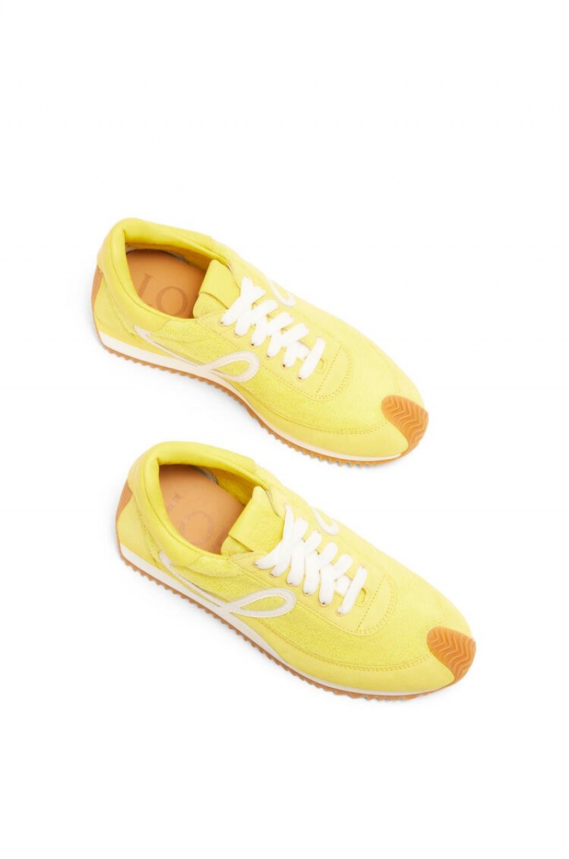 Zapatillas Loewe Flow runner in terry cloth and suede Mujer Amarillo | 961GZFPXR