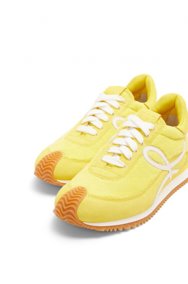 Zapatillas Loewe Flow runner in terry cloth and suede Mujer Amarillo | 961GZFPXR