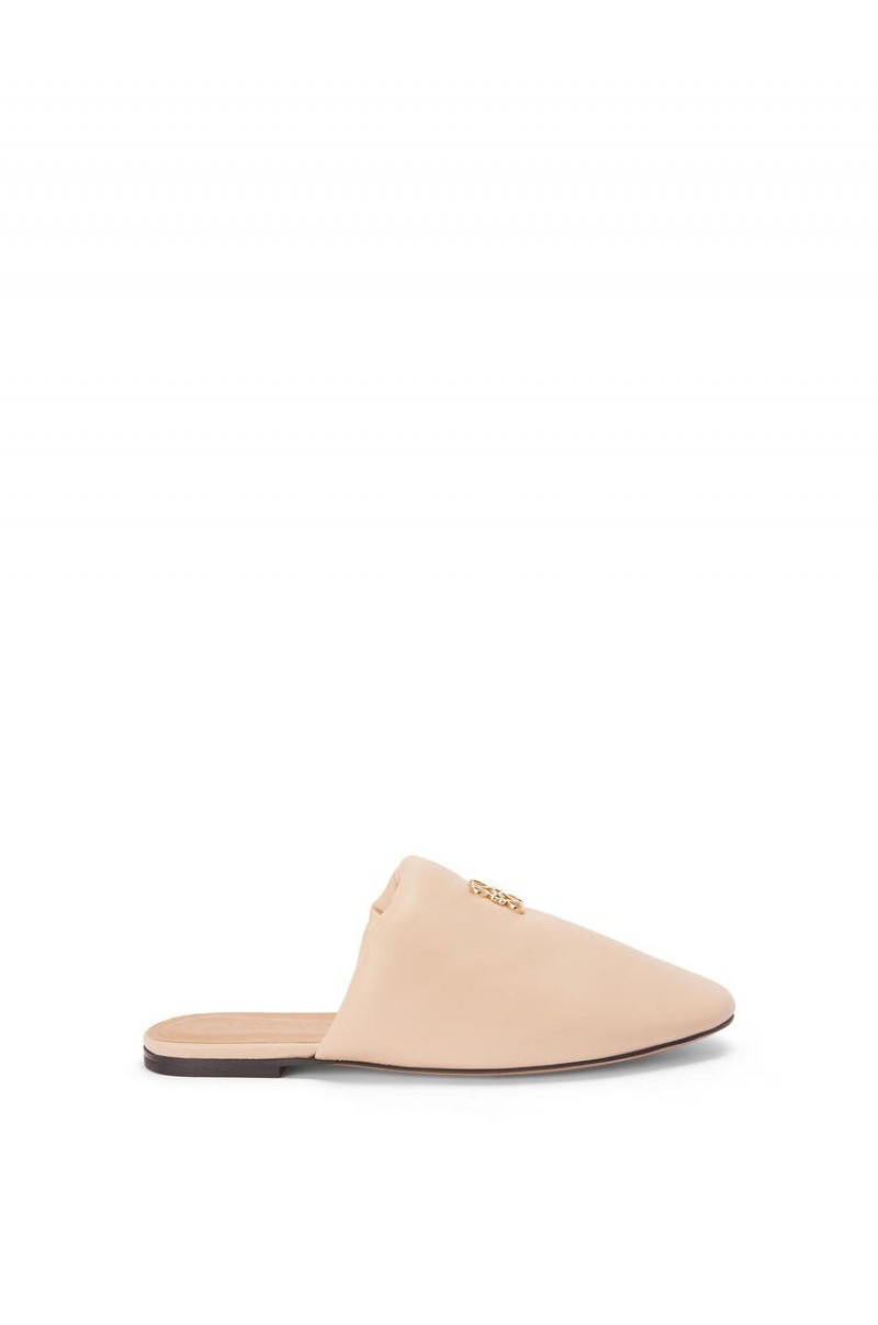 Zapatos Planos Loewe Acolchado Anagram mule in lambskin Mujer Beige | 179TDJBVY