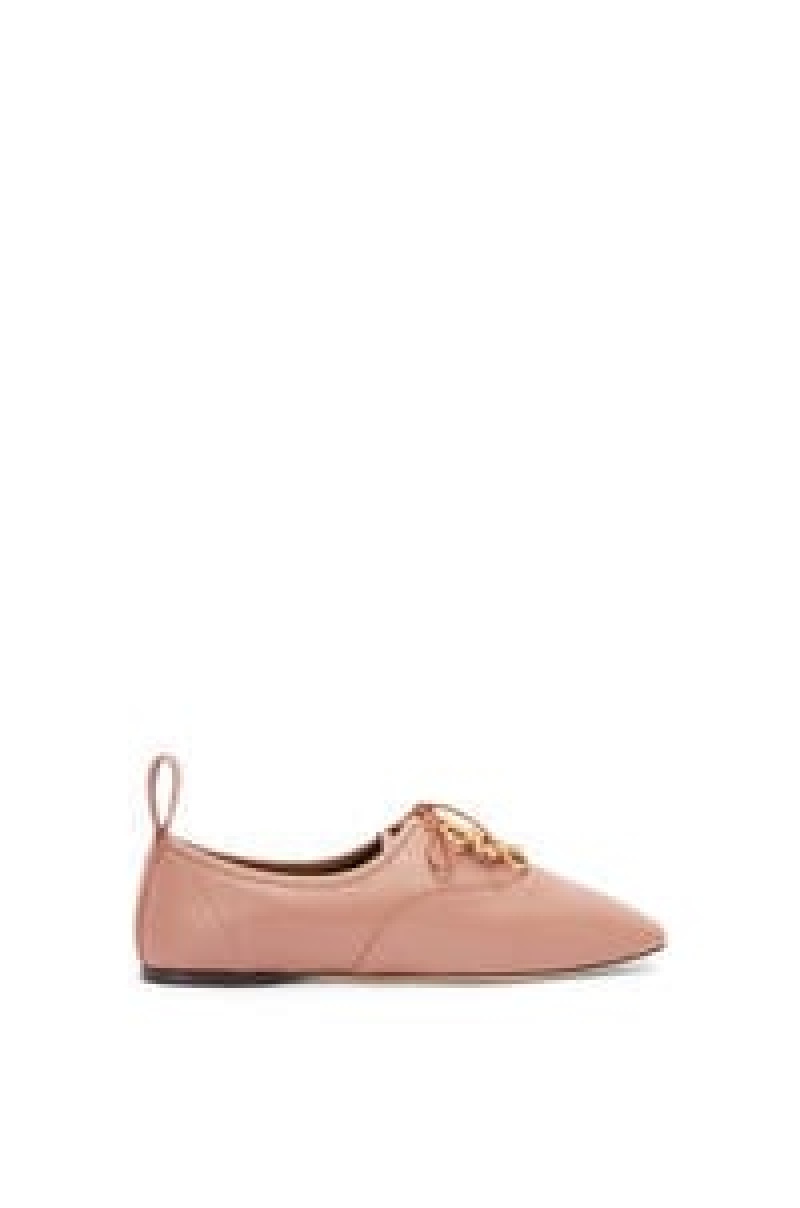 Zapatos Planos Loewe Anagram soft derby in lambskin Mujer Blancas | 498SMFJUB