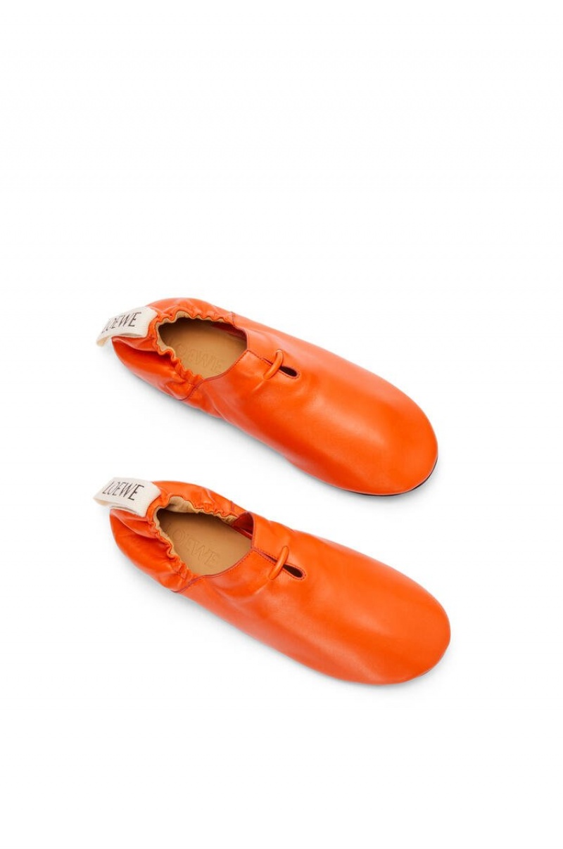 Zapatos Planos Loewe Flamenco ballerina in calfskin Mujer Naranjas | 406SFIHEG