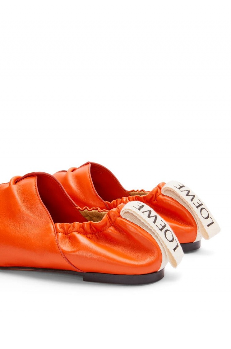 Zapatos Planos Loewe Flamenco ballerina in calfskin Mujer Naranjas | 406SFIHEG