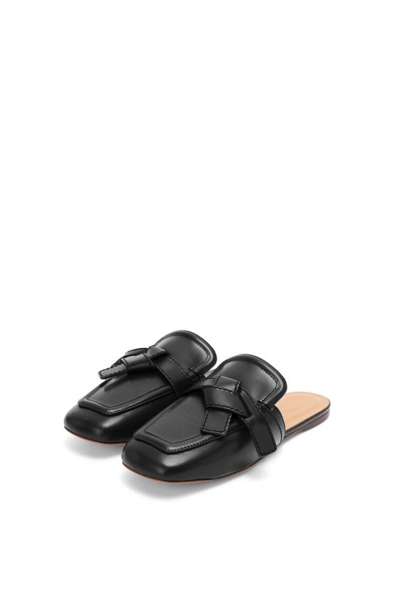 Zapatos Planos Loewe Gate flat mule in calfskin Mujer Negras | 350KJILFN