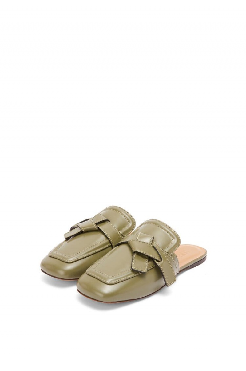 Zapatos Planos Loewe Gate flat mule in calfskin Mujer Verde Oliva Verde | 487UNACHG