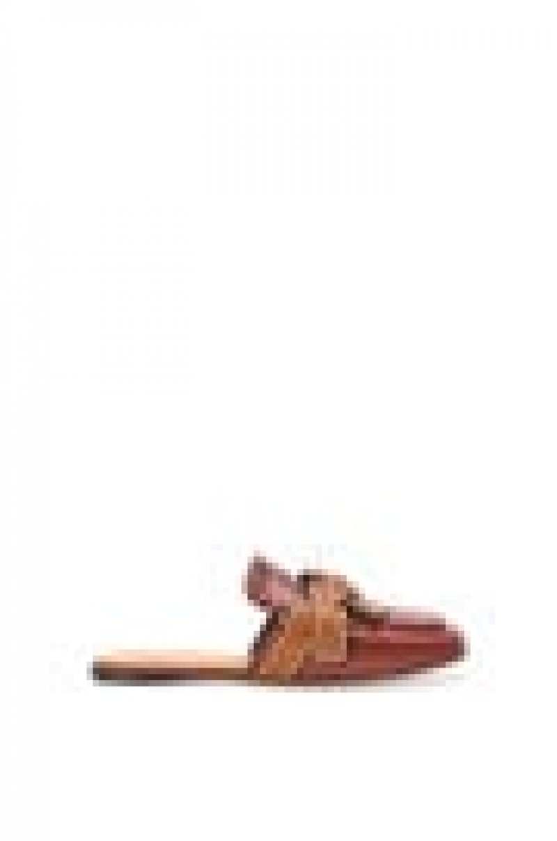 Zapatos Planos Loewe Gate flat mule in calfskin Mujer Rojas | 714WZVMXY