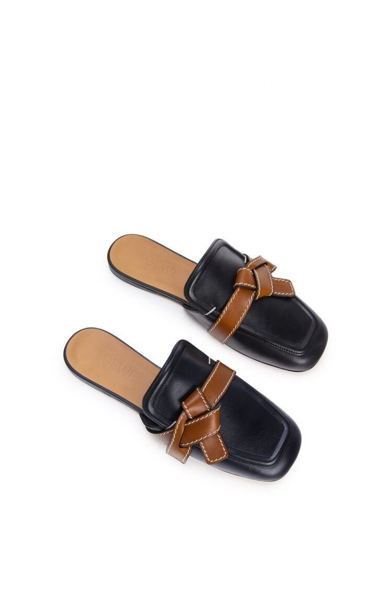 Zapatos Planos Loewe Gate flat mule in calfskin Mujer Negras | 592MKSDCG