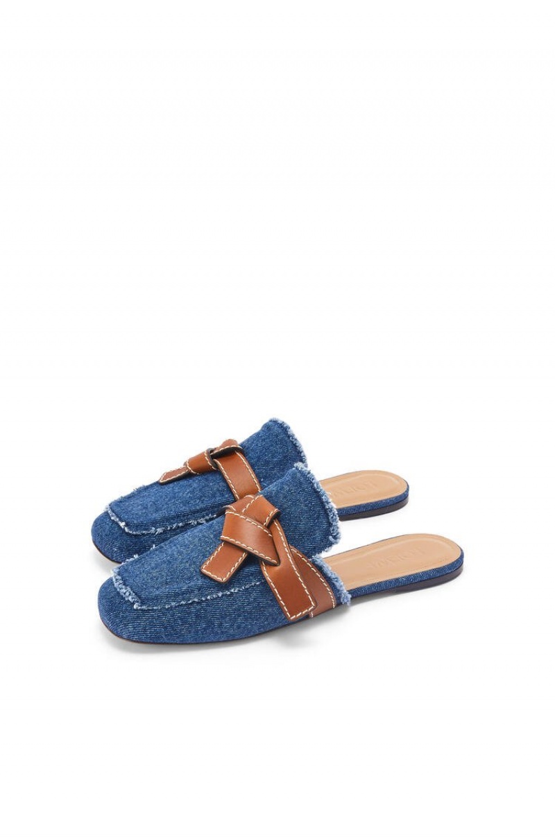 Zapatos Planos Loewe Gate mule in denim Mujer Washed Denim | 184ALFERC