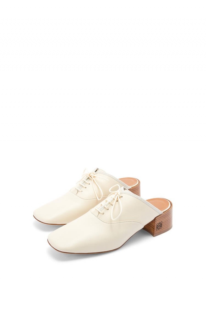 Zapatos Planos Loewe Slip on soft derby in lambskin Mujer Milk | 874GVFKUQ