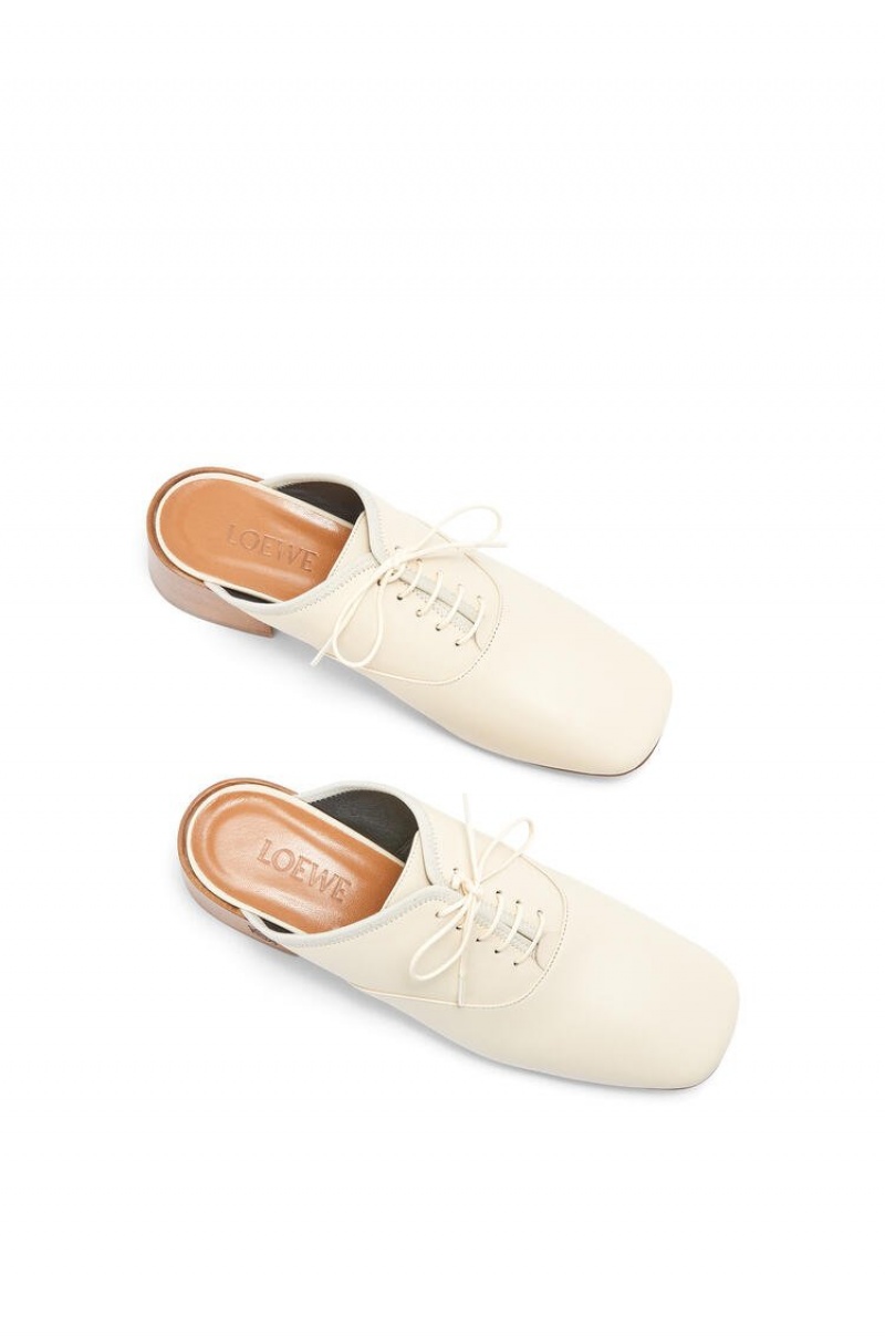 Zapatos Planos Loewe Slip on soft derby in lambskin Mujer Milk | 874GVFKUQ