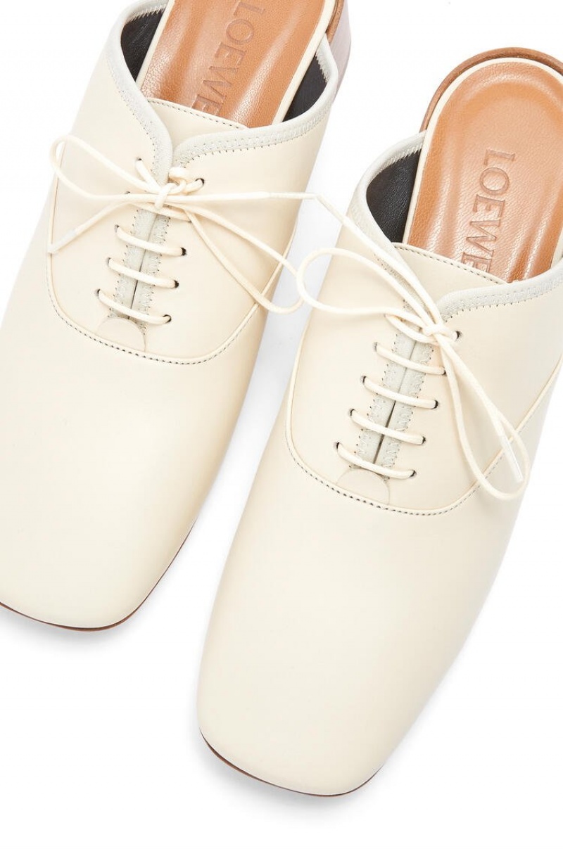 Zapatos Planos Loewe Slip on soft derby in lambskin Mujer Milk | 874GVFKUQ