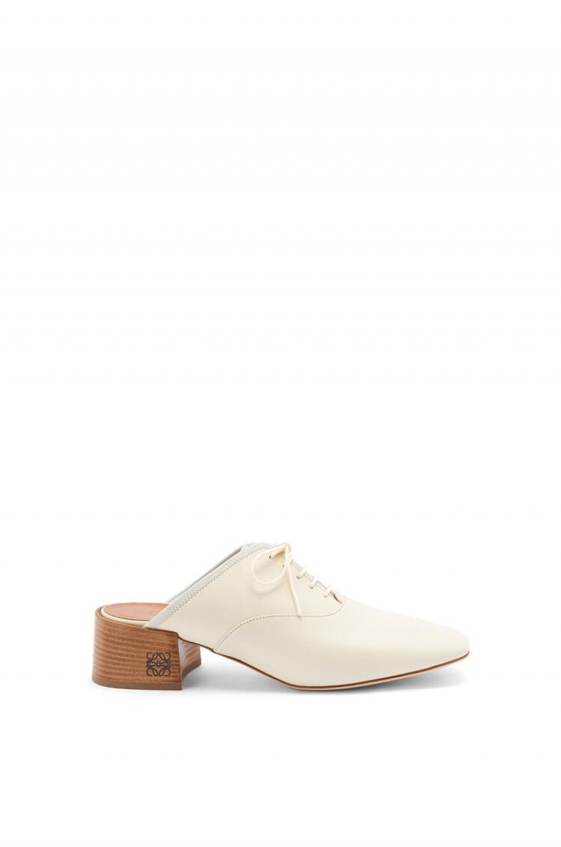 Zapatos Planos Loewe Slip on soft derby in lambskin Mujer Milk | 874GVFKUQ