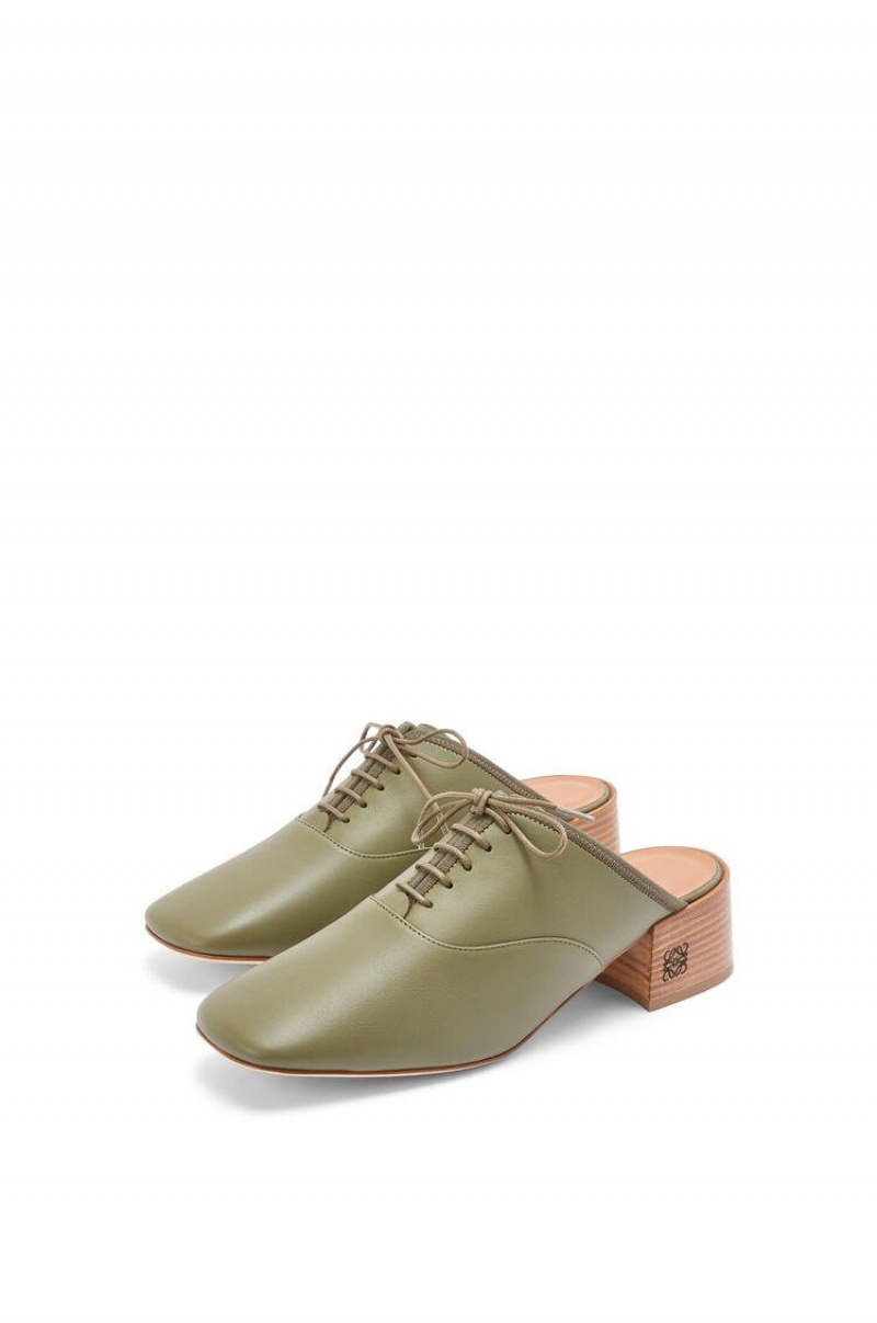 Zapatos Planos Loewe Slip on soft derby in lambskin Mujer Verde Oliva Verde | 697LTHJBN