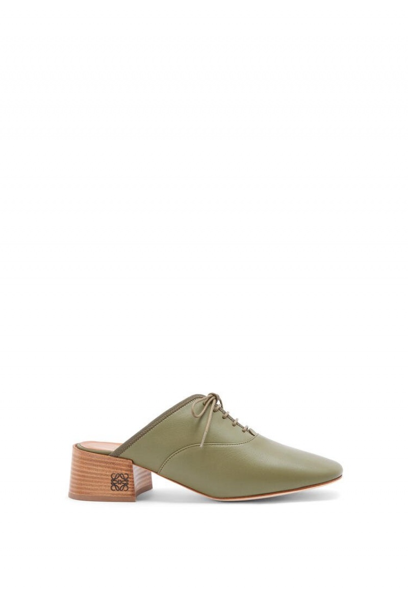 Zapatos Planos Loewe Slip on soft derby in lambskin Mujer Verde Oliva Verde | 697LTHJBN