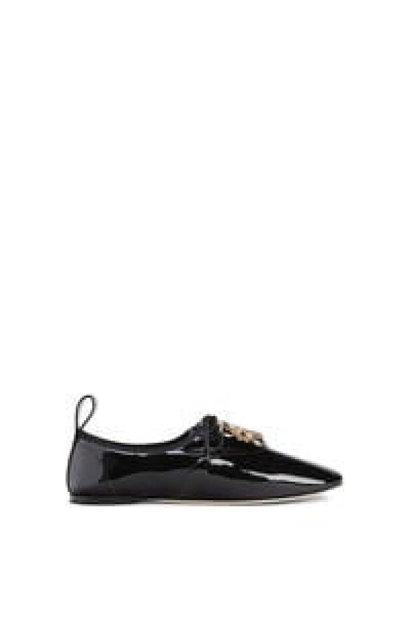 Zapatos Planos Loewe Soft derby anagram in patent calf Mujer Blancas | 951XPTJGZ