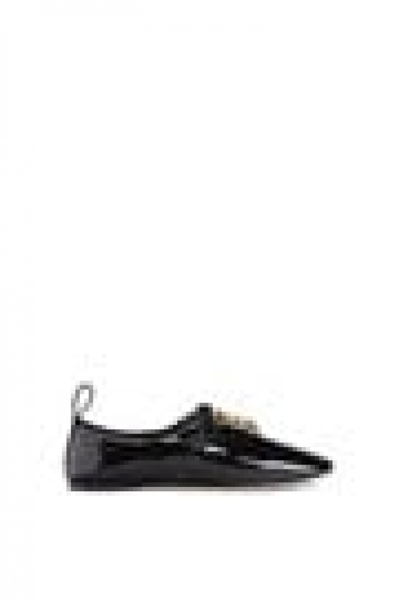 Zapatos Planos Loewe Soft derby anagram in patent calf Mujer Negras | 741BUTYRK